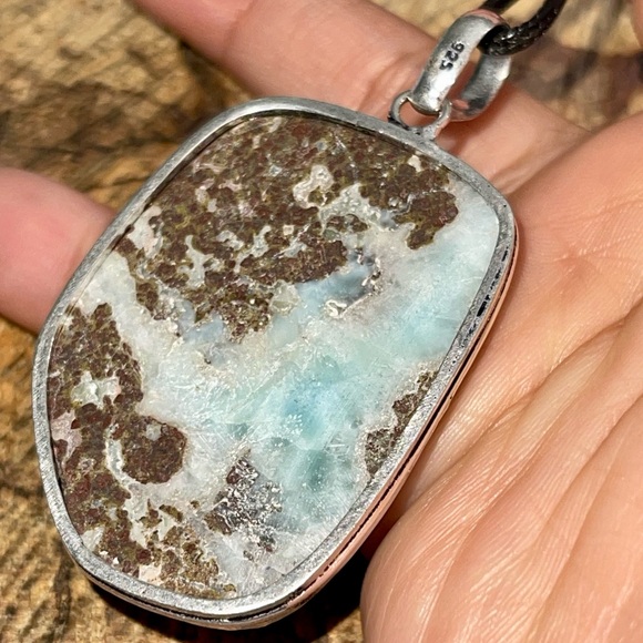 Large Dolphin Stone Large DR Larimar Pendant 2 1/2” - Picture 14 of 16